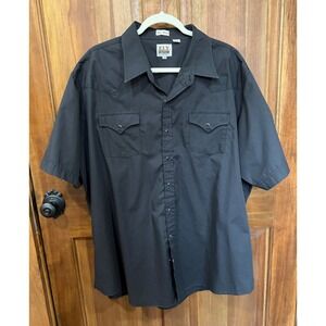 ELY Cattleman Tall Man Mens Black Short Sleeve Western Snap Shirt Tall 3XLT